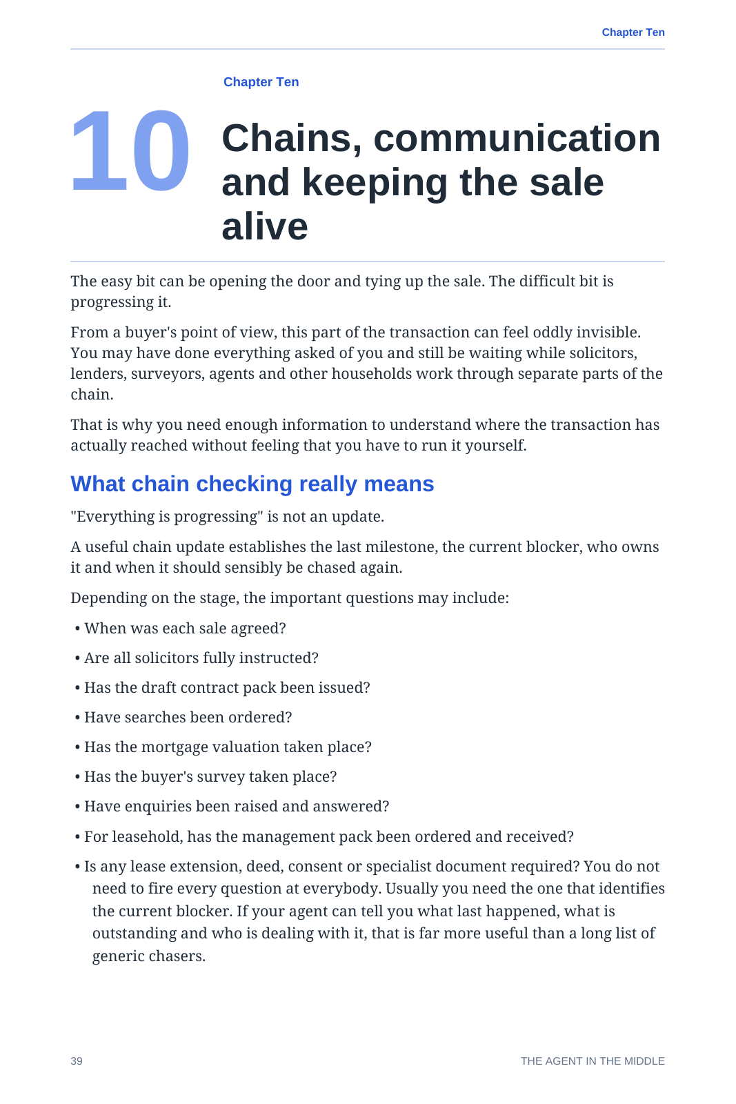 Chapter 10, page 39: Chains, communication and keeping the sale alive